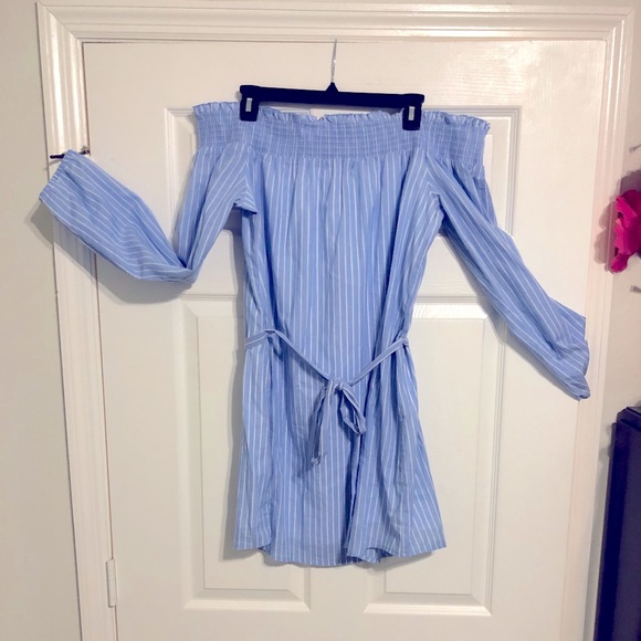 Express Dresses & Skirts - Blue and white striped off the should dress.